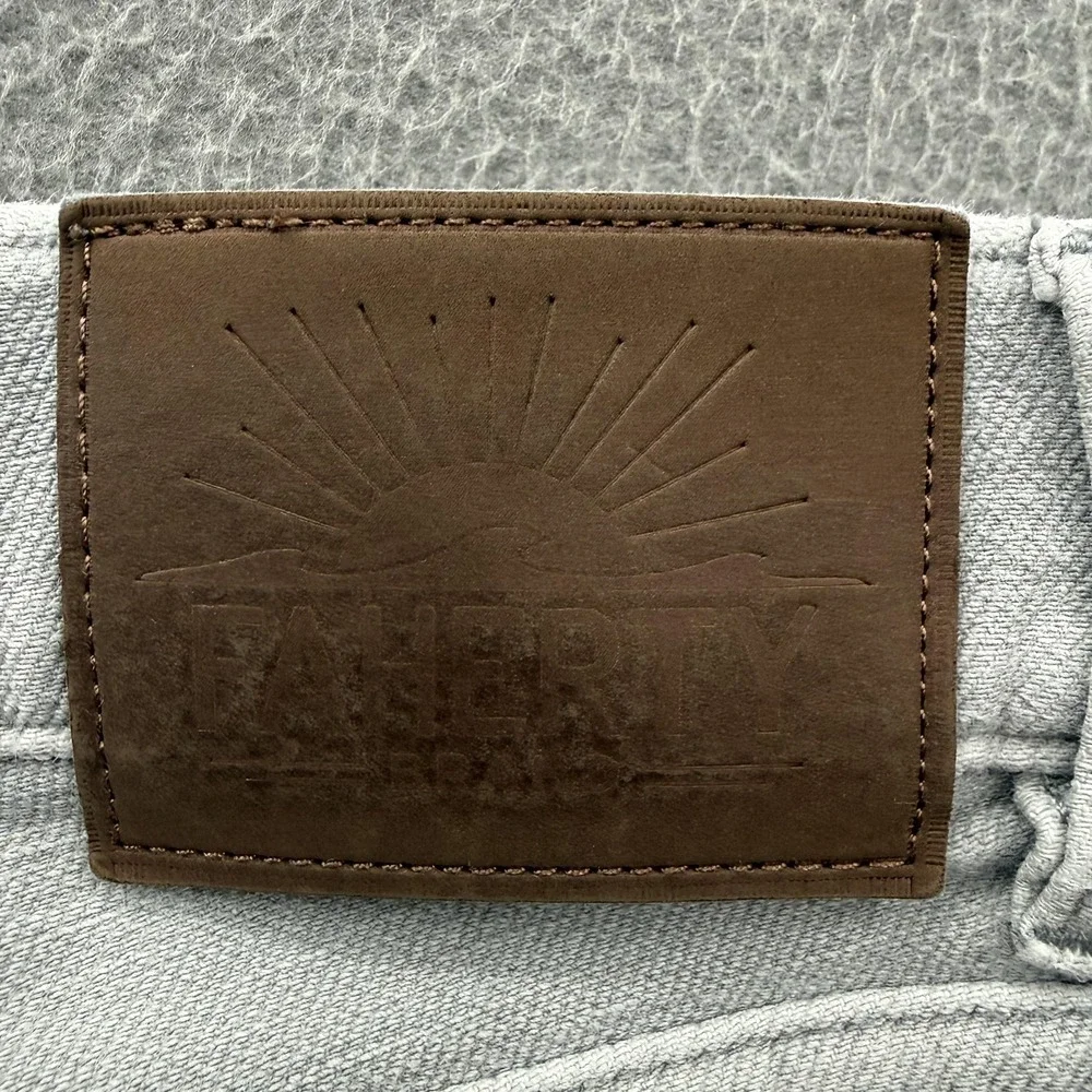 Faherty Brand Jeans Mens 35x32 (Fits 34/32) Gray Slim Straight Stretch Denim.